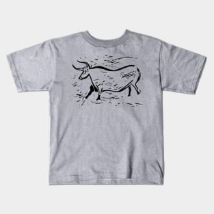 Aurochs from the Lascaux Caves (Black Ink Version) Kids T-Shirt